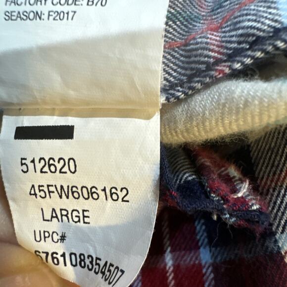 Red/ White/ Blue Plaid Long Sleeve Izod Shirt Size Large - Picture 7 of 7